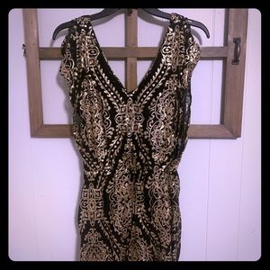 Black and gold sequin romper